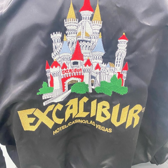 Vintage 1990s Excalibur Las Vegas Moto Style Satin Jacket - Picture 5 of 10